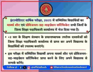 Bihar Board Inter Ka Marksheet Kab Milega 2025