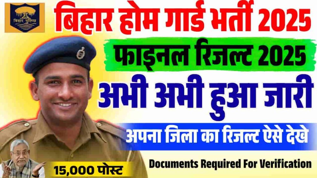 Bihar Home Guard Vacancy Final Result 2025