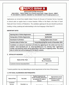 REPCO Bank Clerk Recruitment 2025