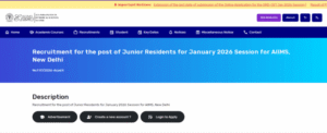 AIIMS Delhi Junior Resident Vacancy 2025
