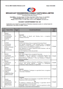 BECIL Vacancy Notification 2026