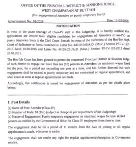 Bihar District Court Attendant Vacancy 2026