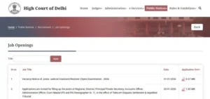 Delhi High Court JJA Recruitment 2026