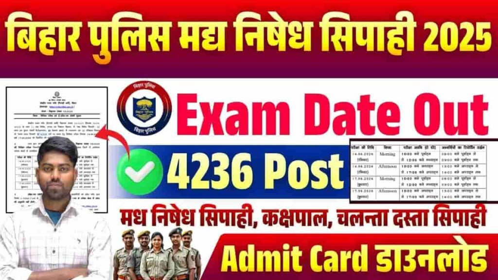 Bihar Police Prohibition Constable Vacancy 2025 Exam Date